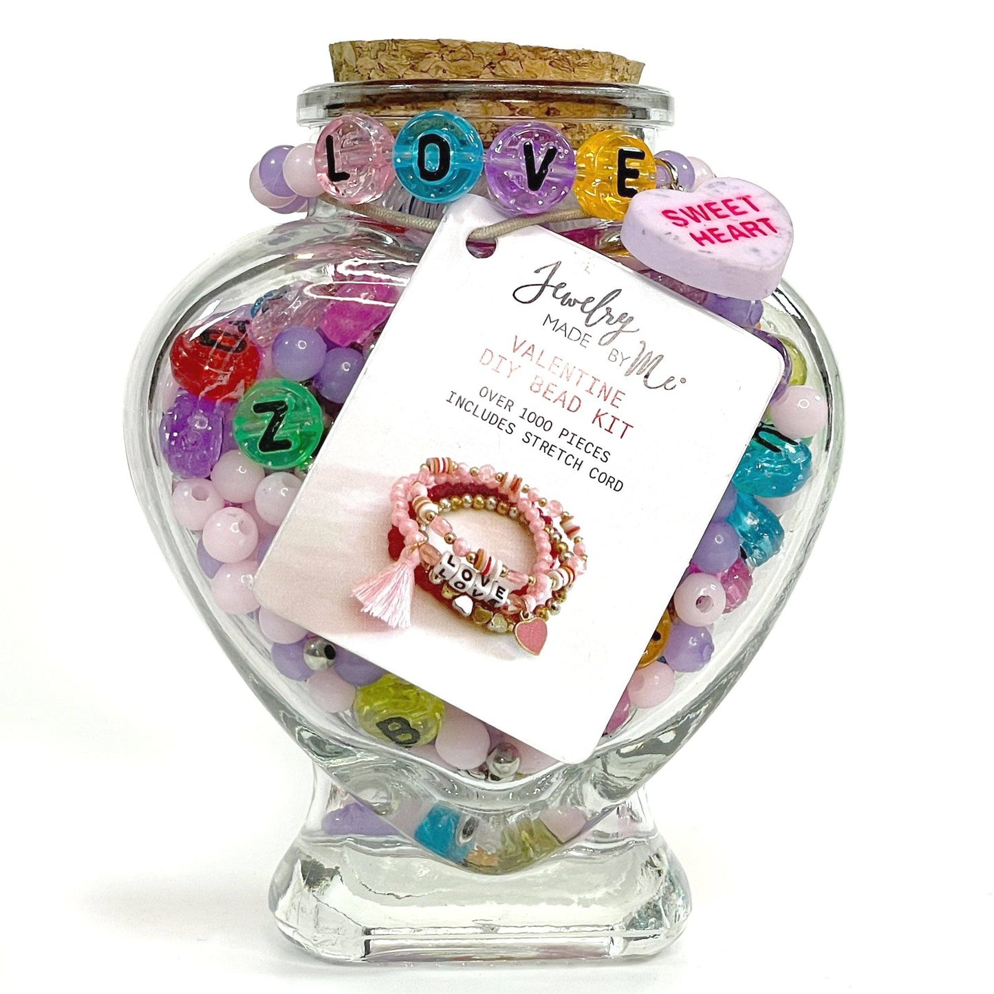 Multi Color LOVE Heart Jar DIY Bead Kit