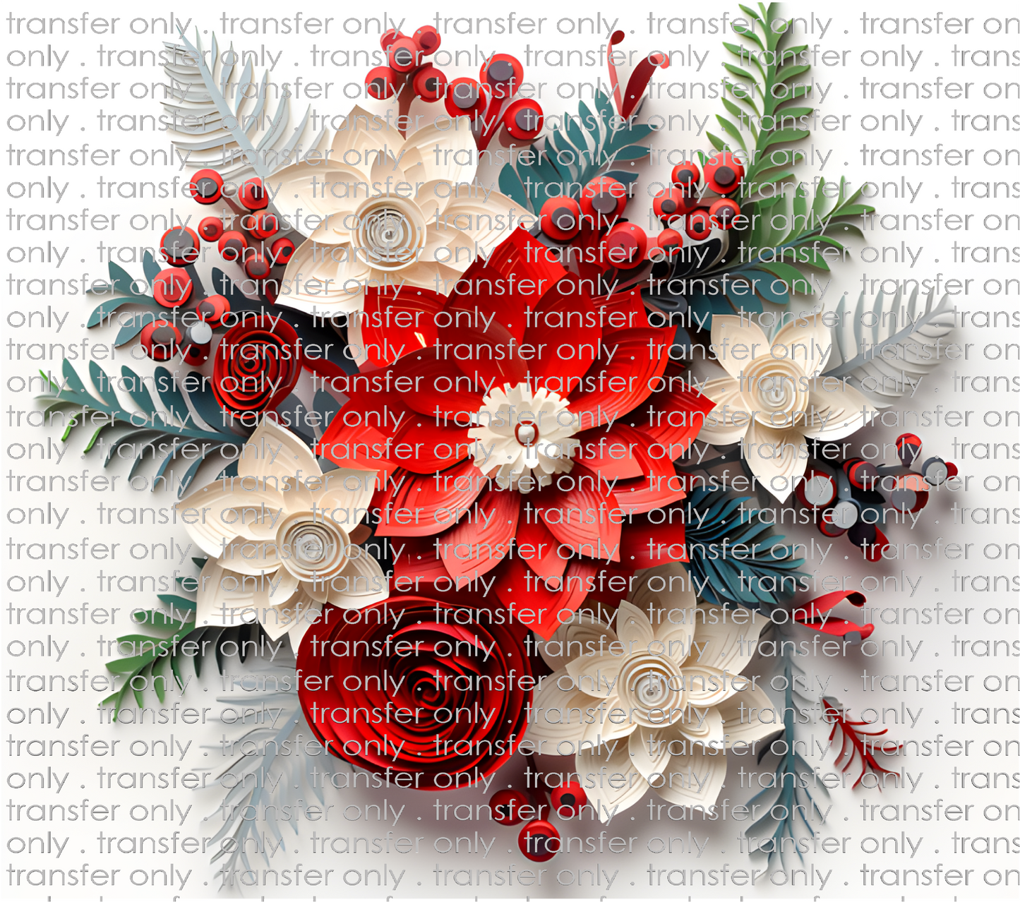 3D-CHR-04 Poinsettia White Background Tumbler Wrap