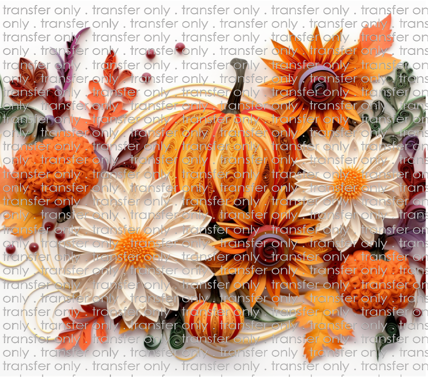 3D-FALL-04 Autumn Flowers and Pumpkins Tumbler Wrap