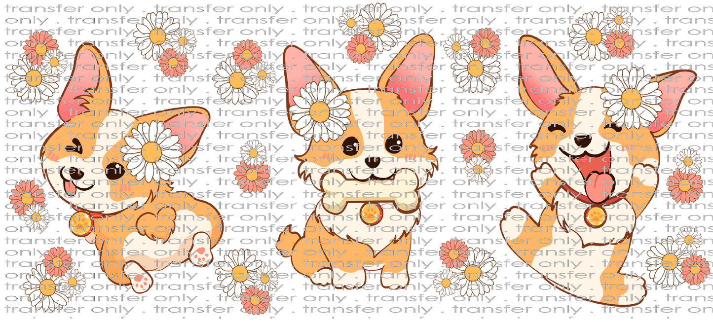 ANM UV 118 Corgi with Daisy UV DTF 16oz Wrap