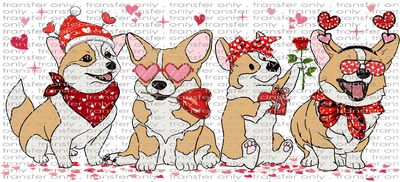 ANM UV 127 Corgis with Hearts UV DTF 16oz Wrap