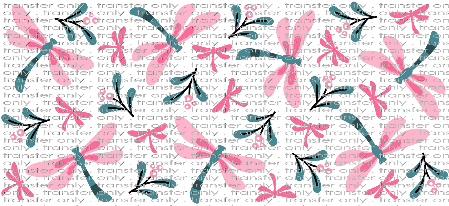 ANM UV 140 Pink and Green Dragonflies Print UV DTF 16oz Wrap