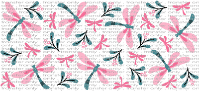 ANM UV 140 Pink and Green Dragonflies Print UV DTF 16oz Wrap