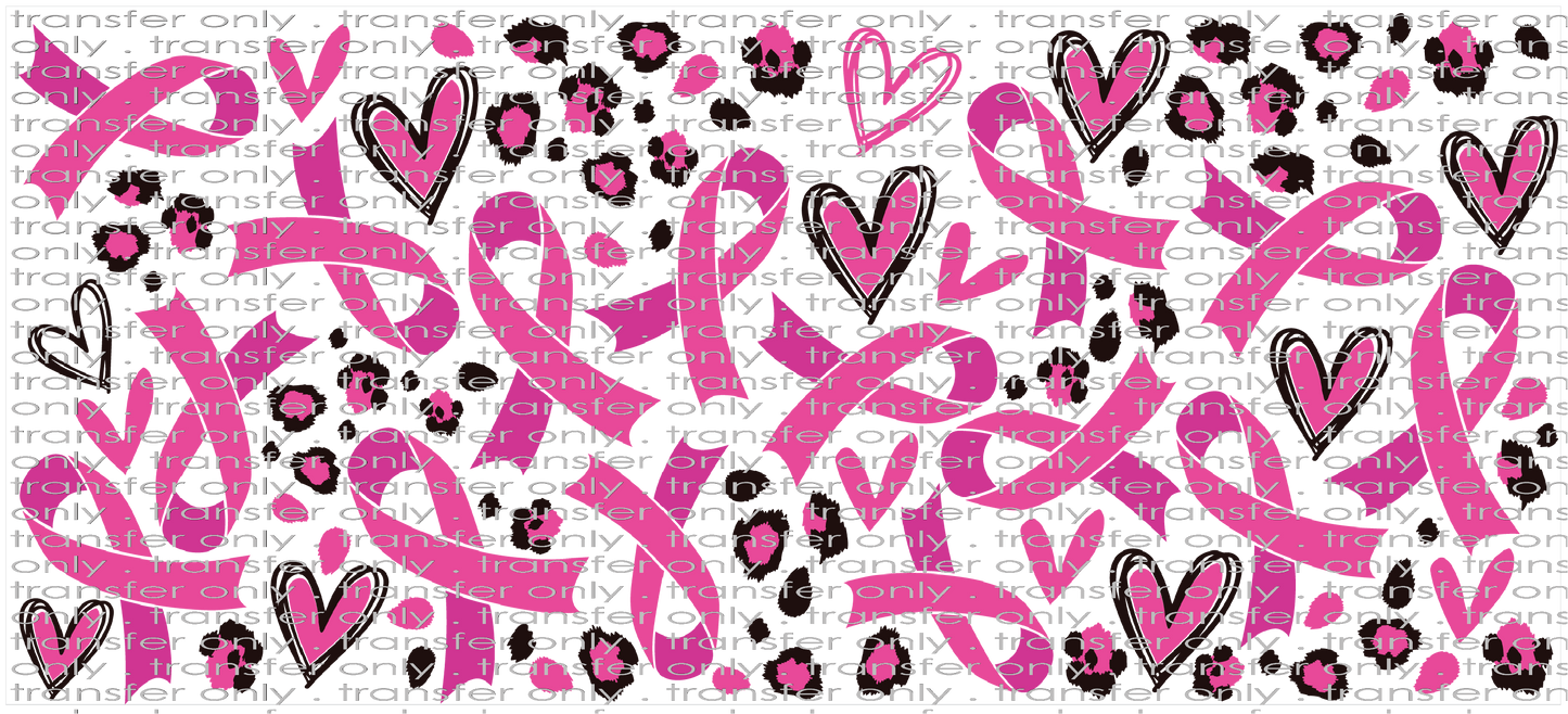 AWR UV 108 Breast Cancer Awareness Ribbons and Leopard UV DTF 16oz Wrap