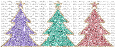 CHR 1025 Pastel Christmas Trees Faux Glitter