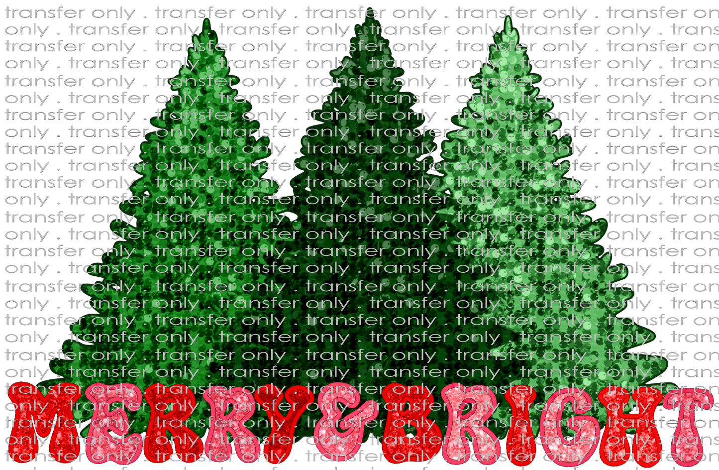 CHR 1029 Merry and Bright Green Trees Faux Glitter