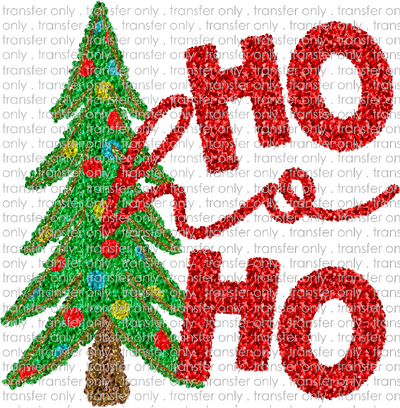 CHR 1047 Ho Ho Ho with Tree Faux Sequins