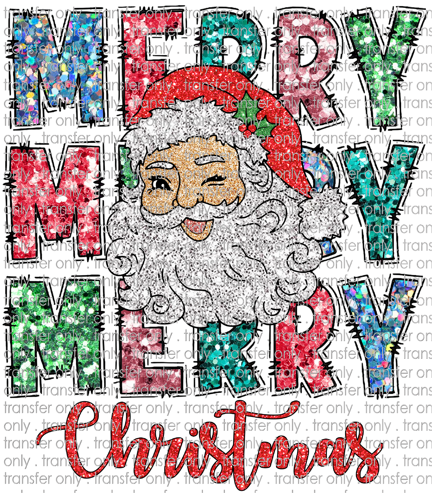 CHR 1059 Merry Christmas Santa Faux Glitter