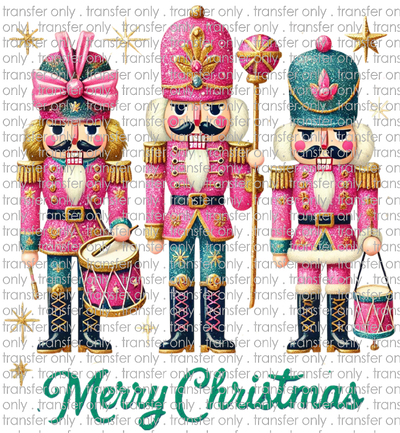 CHR 1114 Pink Faux Glitter and Teal Nutcrackers