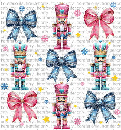 CHR 1126 Blue and Pink Bows with  Nutcracker