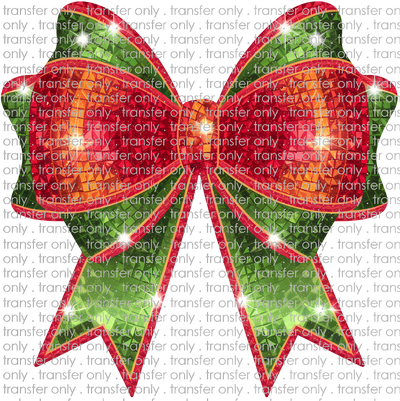 CHR 1140 WM Red and Green Disco Bow