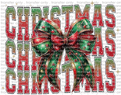 CHR 1141 Red and Green Stacked Christmas with Bow