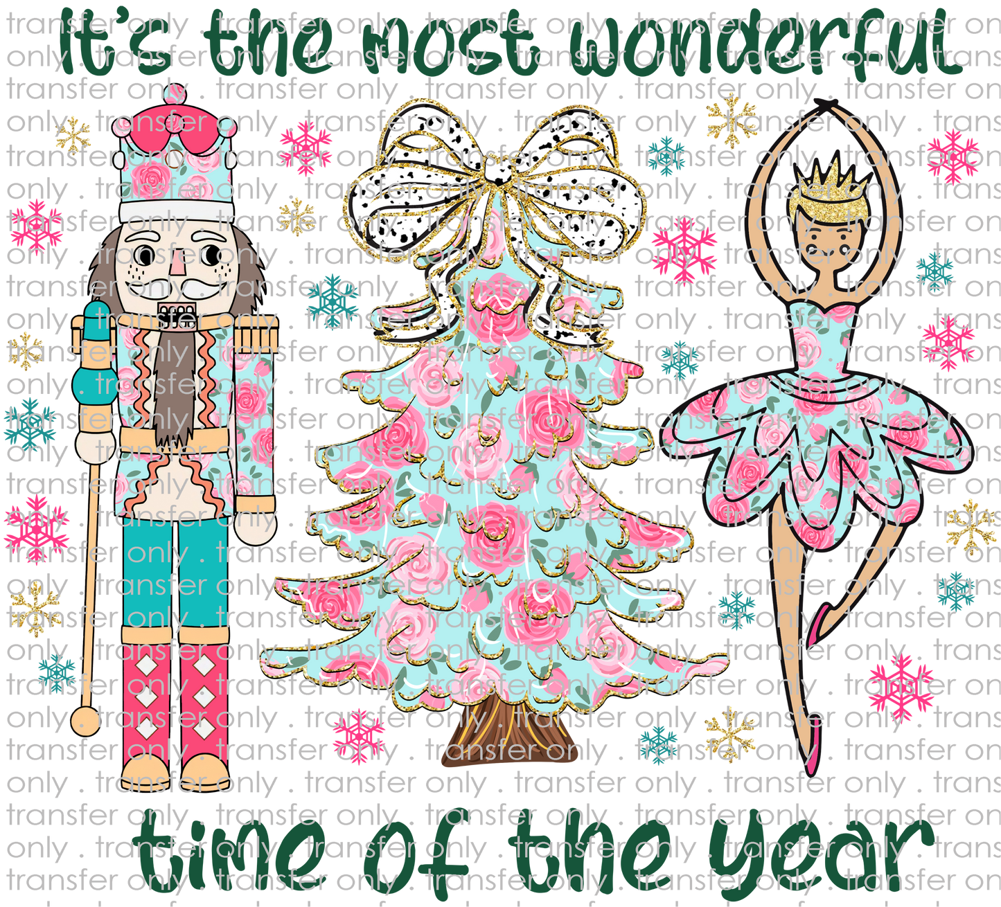 CHR 1186 Christmas Nutcracker Pink and Teal