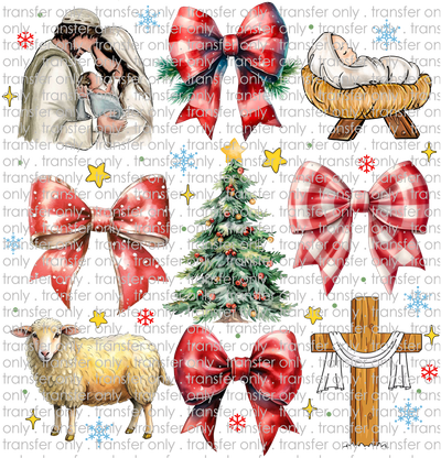 CHR 1189 Nativity Scene with Plaid Bows