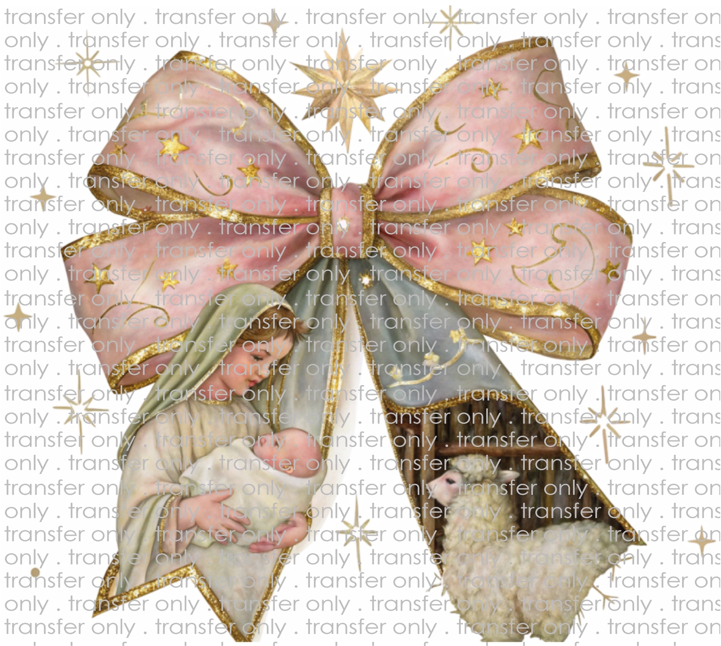 CHR 1200 Mary and Baby Jesus with Lamb Nativity Bow