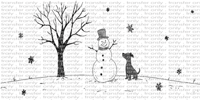 CHR 1219 Pen Drawn Snowman and Dog