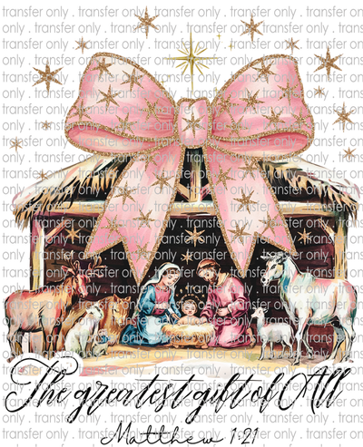 CHR 1242 Nativity Scene with Pink Bow