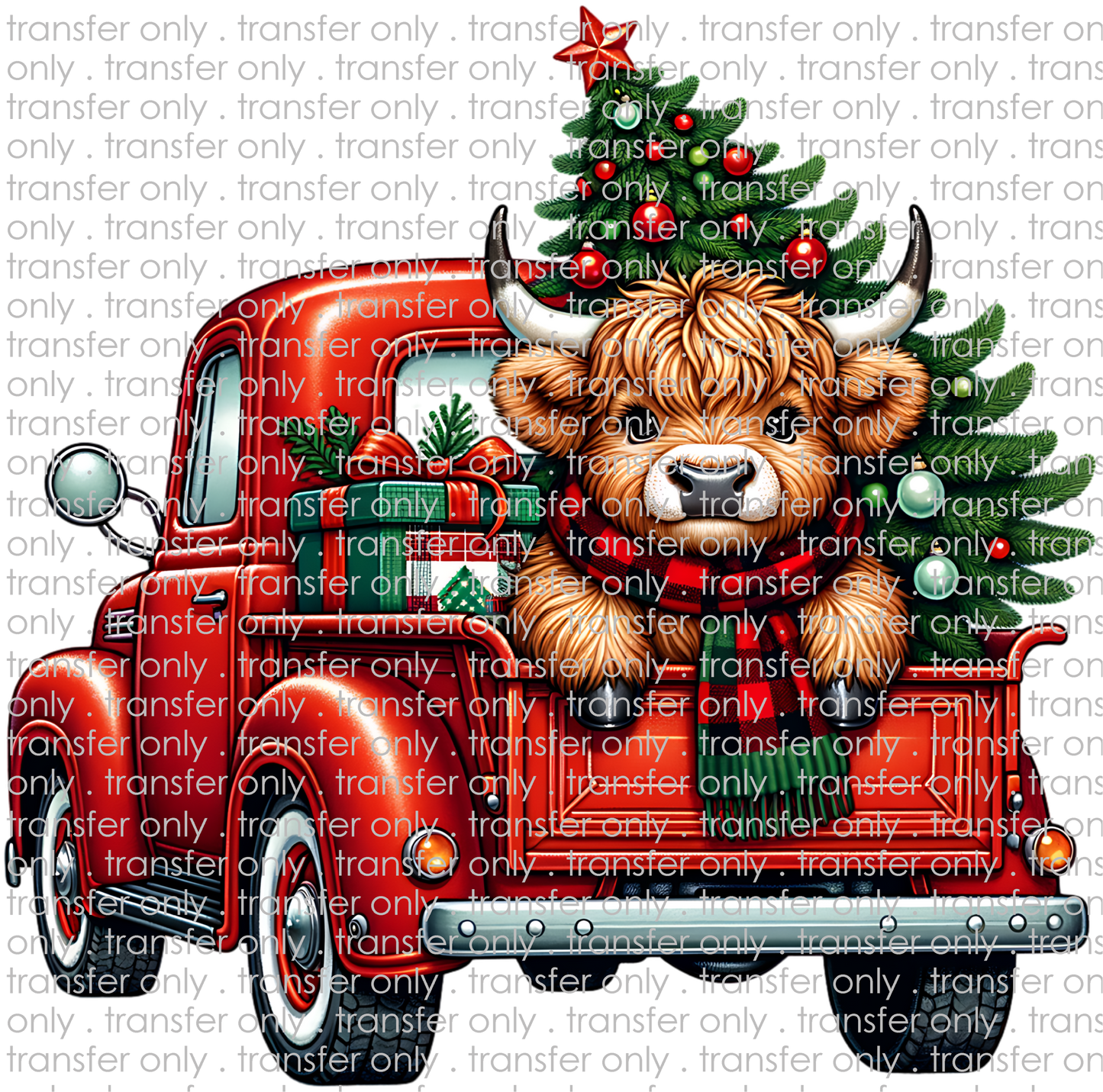 CHR 1254 Red Truck Highland Cow