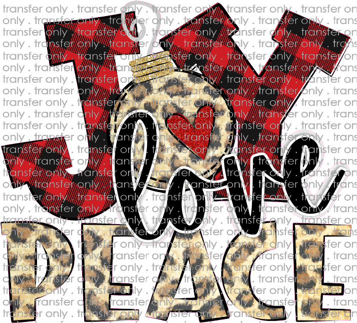 CHR 267 Joy Love Peace Leopard Buffalo Plaid