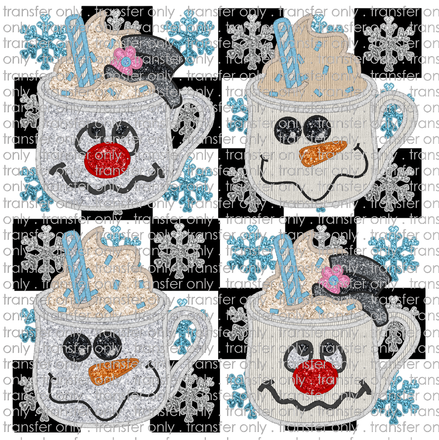 CHR 976 Retro Snowmen Faux Glitter