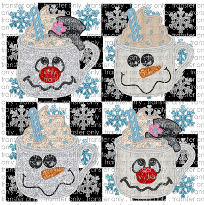 CHR 976 Retro Snowmen Faux Glitter