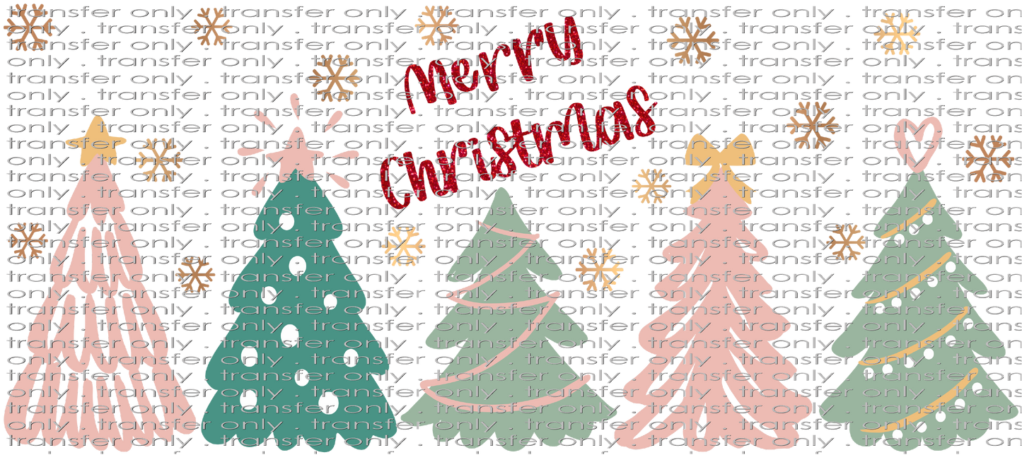 CHR UV 107 Merry Christmas Pastel Trees UV DTF 16oz Wrap