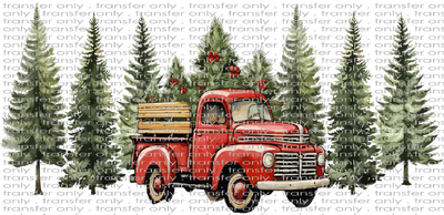 CHR UV 136 Evergreen Trees and Red Truck UV DTF 16oz Wrap