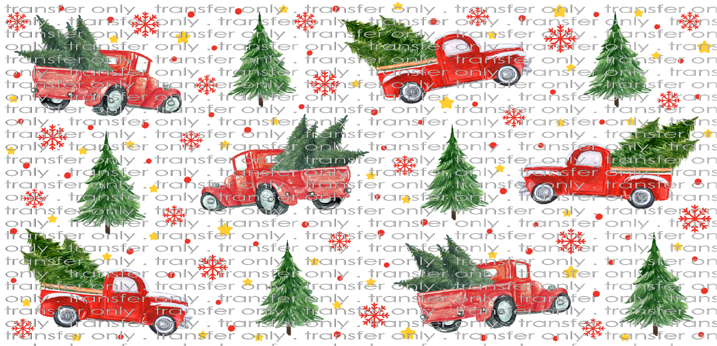 CHR UV 149 Christmas Big Red Truck and Trees UV DTF 16oz Wrap