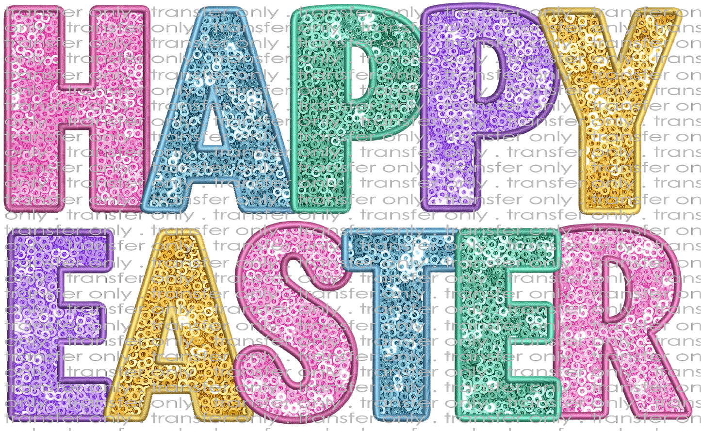 EST 176 Happy Easter Pastels Faux Sequins