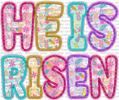 EST 178 He is Risen Faux Applique