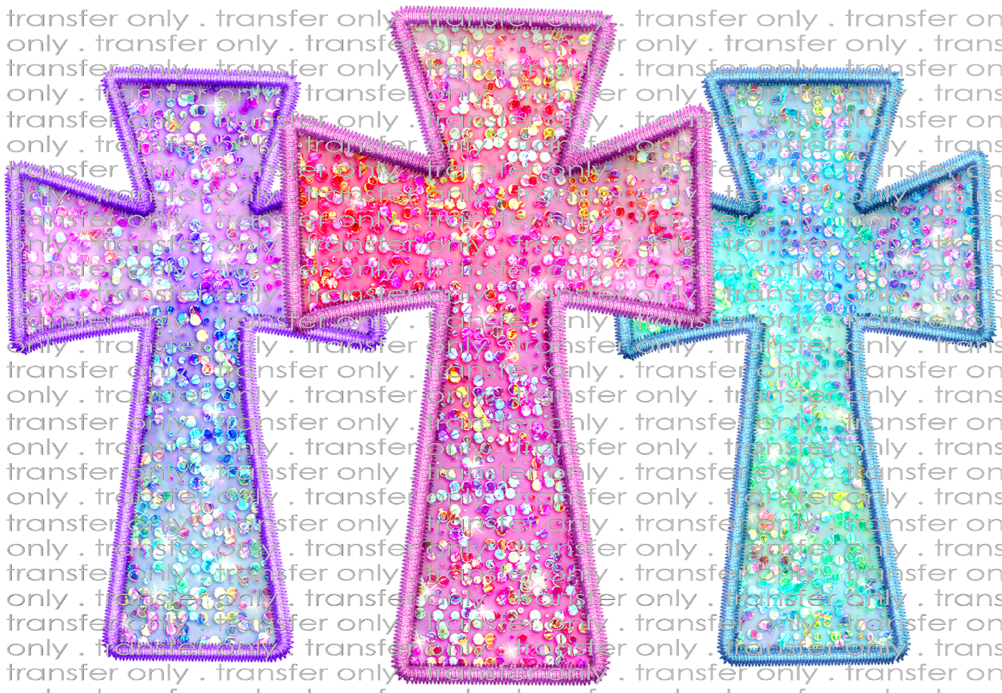 FAITH 152 Three Crosses Faux Sequins