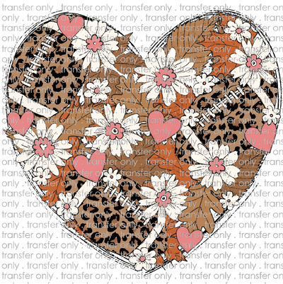 FALL 432 Love Football Floral Heart