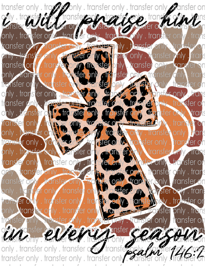 FALL 613 I Will Parise Him Leopard Cross with Pumpkin