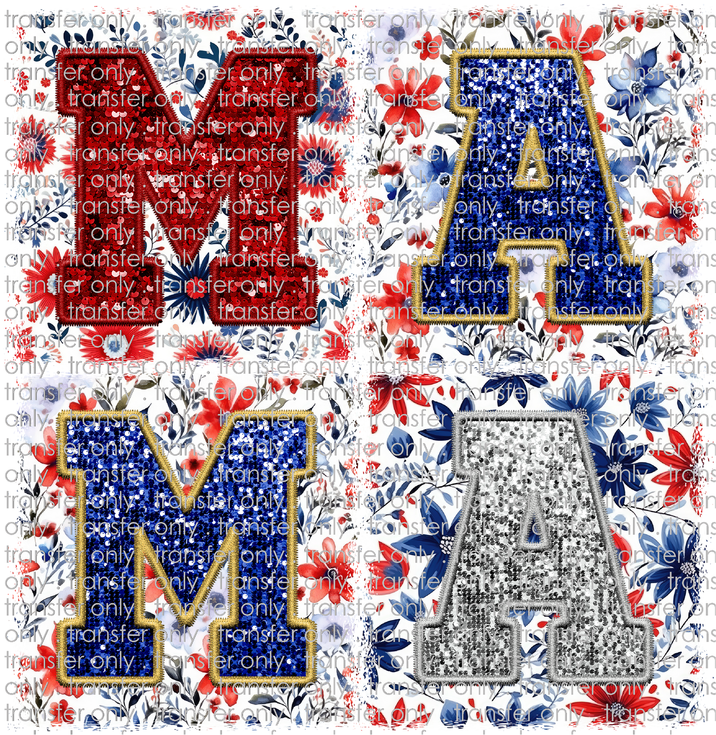 FAM 134 Patriotic Faux Sequin Mama