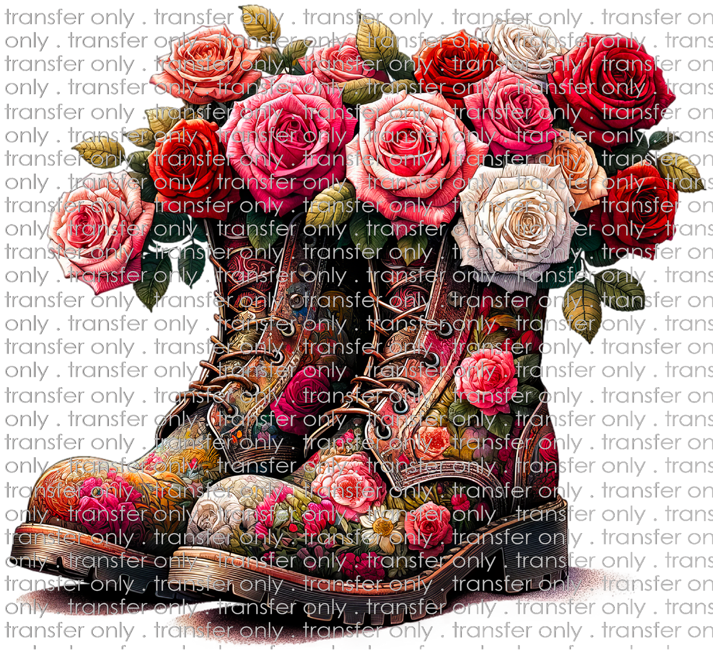 FLW 96 Combat Boots with Roses