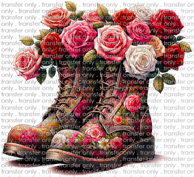 FLW 96 Combat Boots with Roses