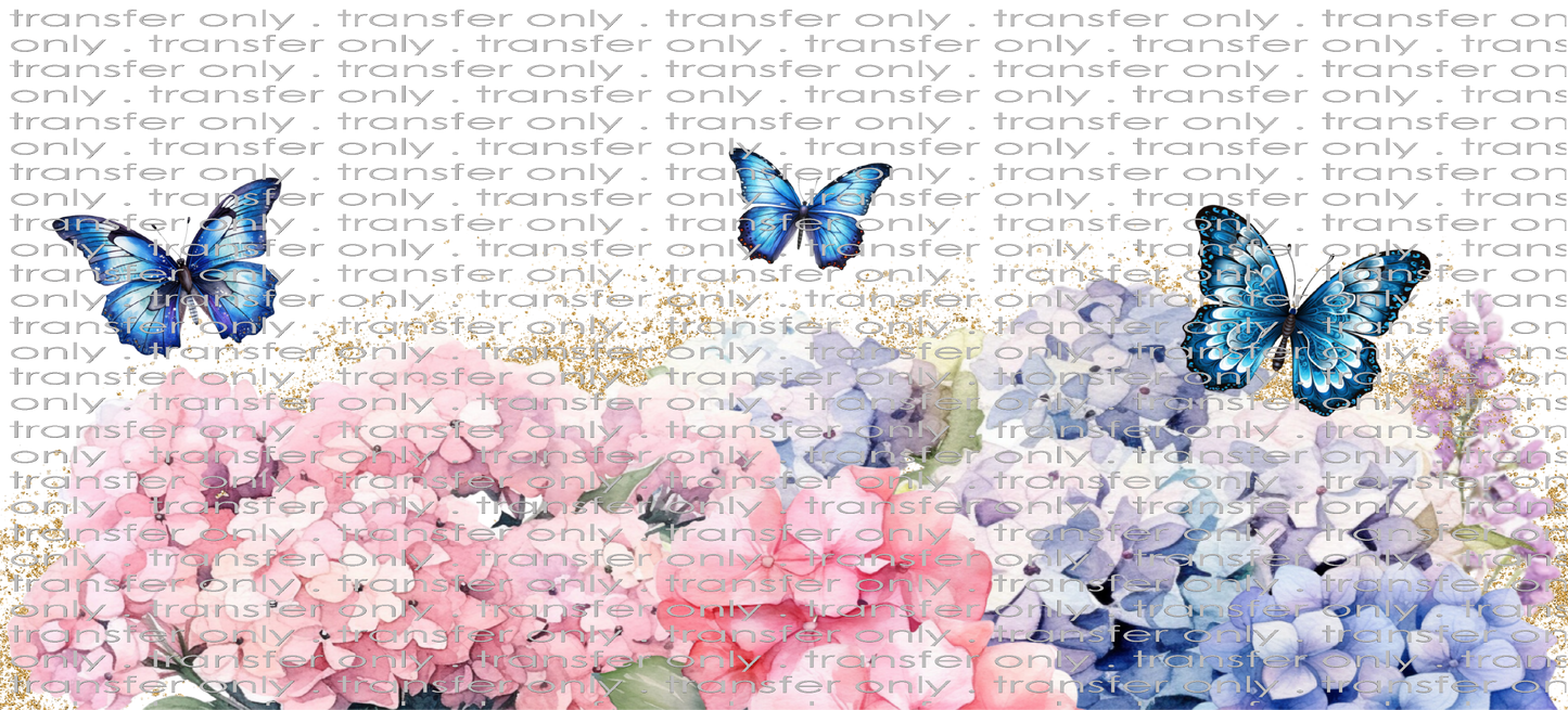 FLW UV 107 Hydrangeas and Butterflies UV DTF 16oz Wrap