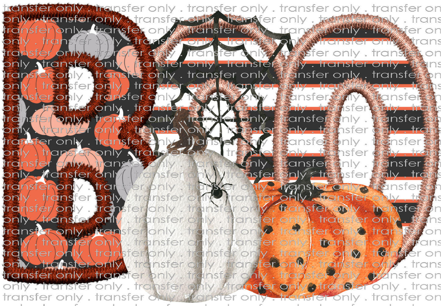 HALLO 246 Boo Spider and Pumpkin Faux Applique