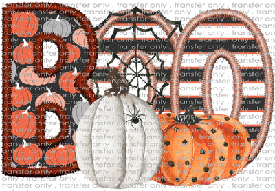 HALLO 246 Boo Spider and Pumpkin Faux Applique