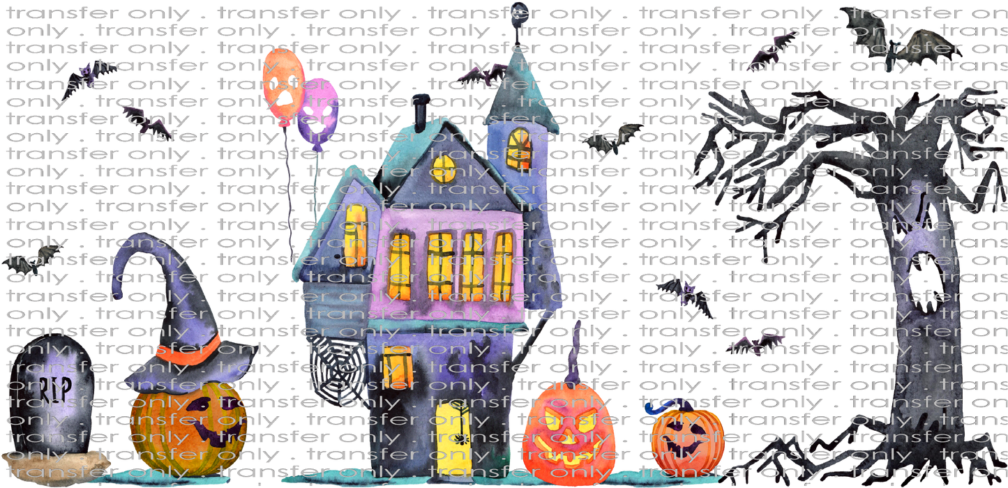 HALLO UV 105 Cartoon Halloween Scene UV DTF 16oz Wrap