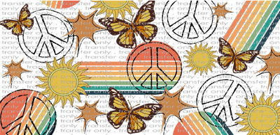 NAT UV 106 Peace Sign Butterflies and Rainbows UV DTF 16oz Wrap