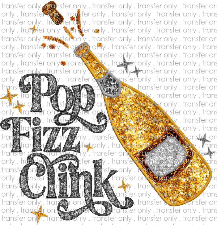 NYE 31 Pop Fizz Click Gold Bottle Faux Glitter