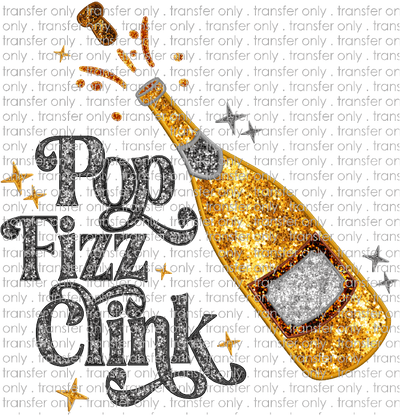 NYE 31 Pop Fizz Click Gold Bottle Faux Glitter