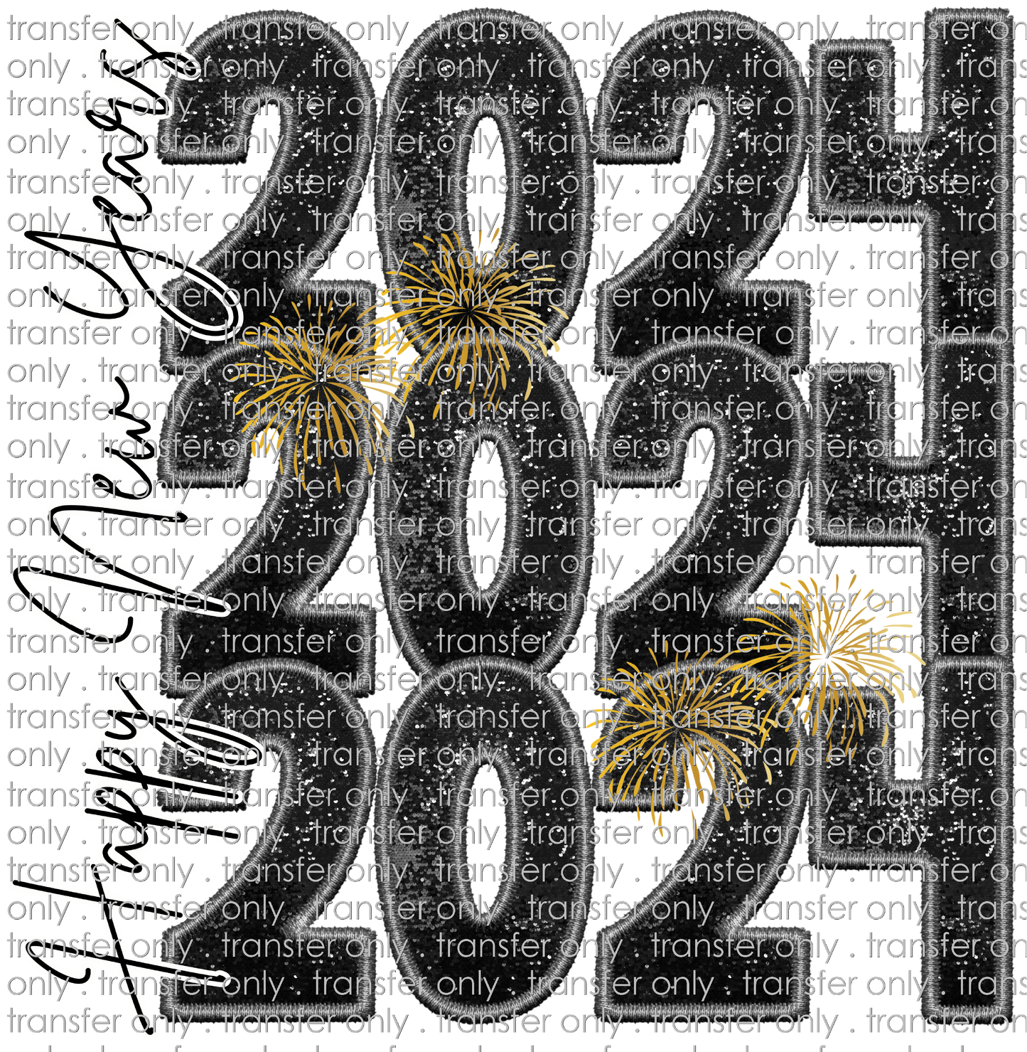 NYE 41 Happy New Year Faux Embroidery 2024 stacked