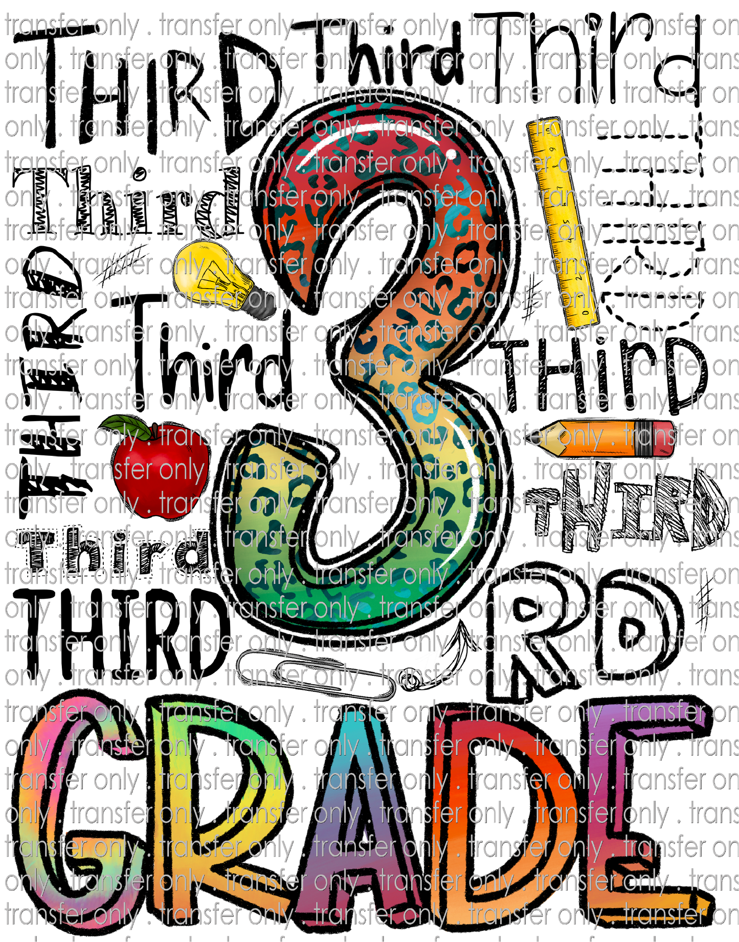 SCH 793 Third Grade Tie Dye Word Art