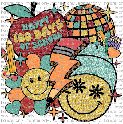 SCH 860 Happy 100 Days of School Retro Faux Glitter