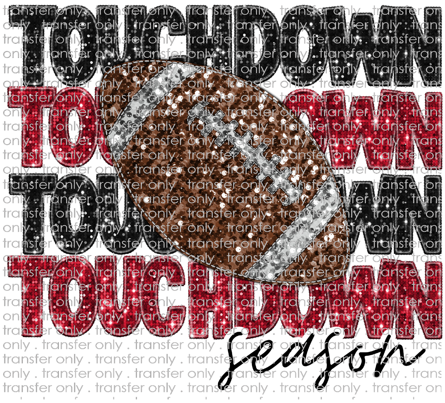 SCHMAS 281 Touchdown Season Red and Black Faux Glitter