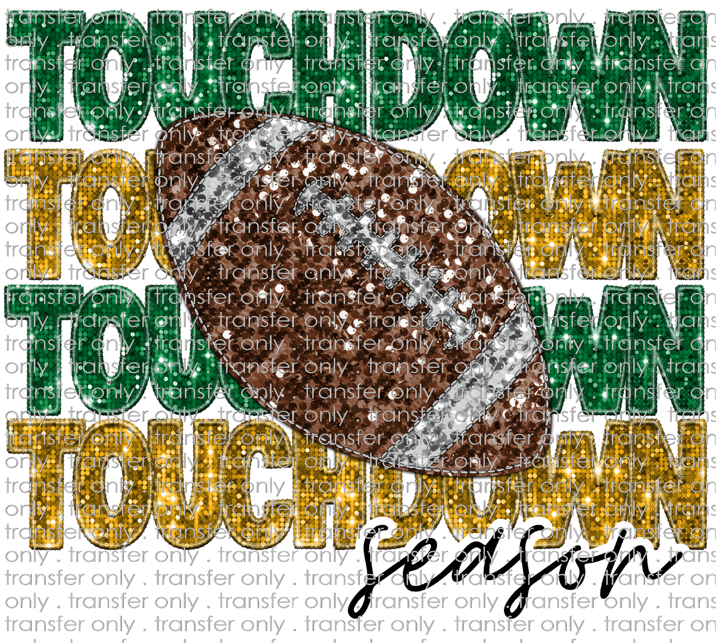 SCHMAS 282 Touchdown Season Green and Gold Faux Glitter