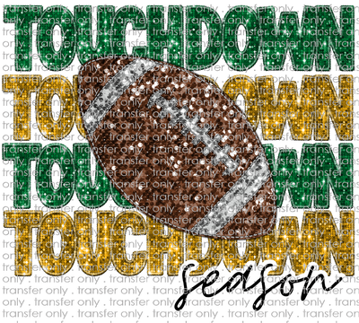 SCHMAS 282 Touchdown Season Green and Gold Faux Glitter