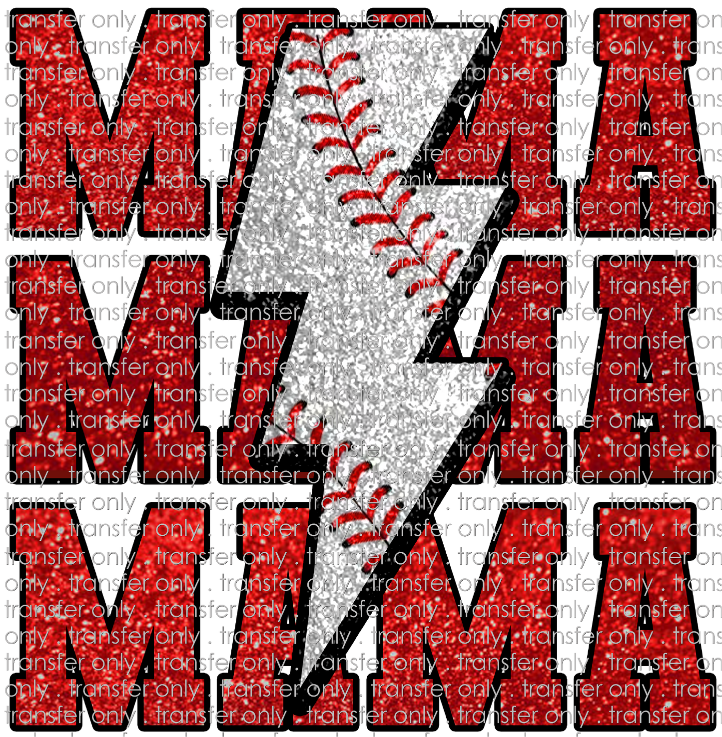 SPT 464 Baseball Mama Lightening Bolt Faux Glitter